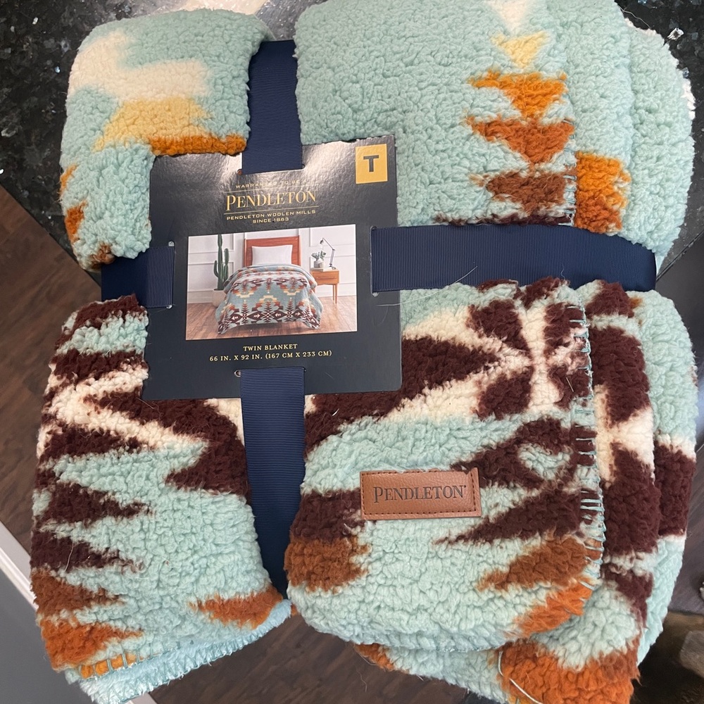 Pendleton Agra Valley Teal Twin Blanket